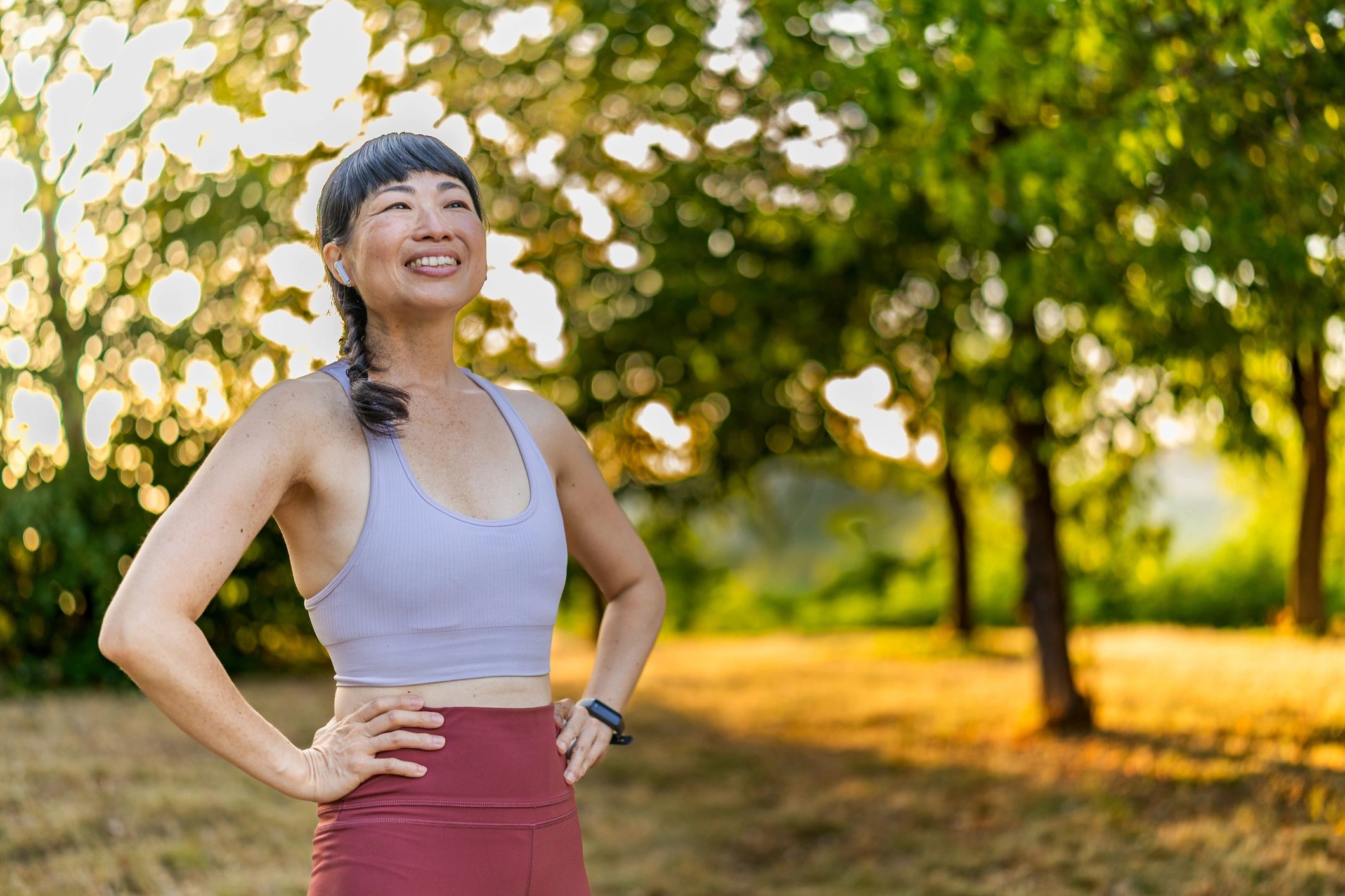 Active mature woman outdoors after exercise